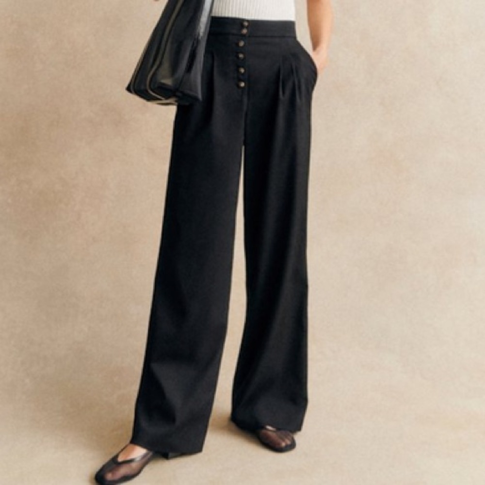 Reformation Organic Cotton High Waisted Wide Leg Pants in Black Women’s Size 8P